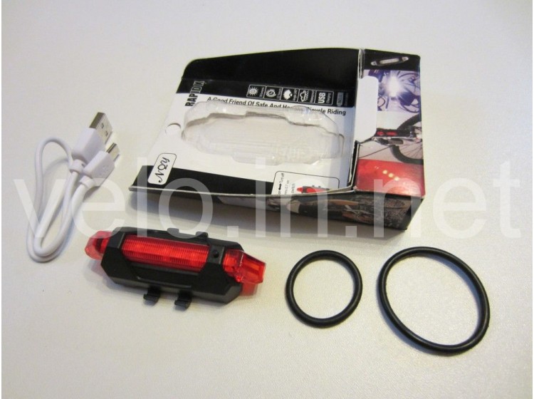 Габарит велосипедний BC-TL5411 5 світлодіодів USB вбудований акумулятор Li-ion