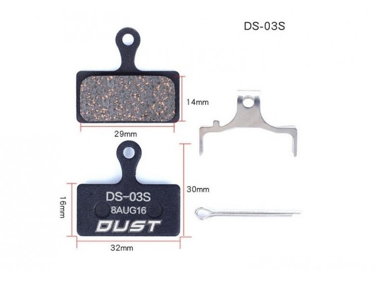 Колодки гальмівні напівметал DUST DS-03S Shimano M985/988/785/666/675/615, FSA K-Force DB-XC-9000 та ін.